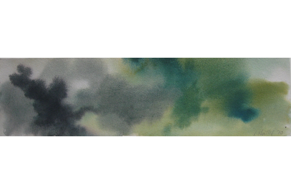 Muted Voyage, gouache on Fabriano Artistico, 20x3 in.